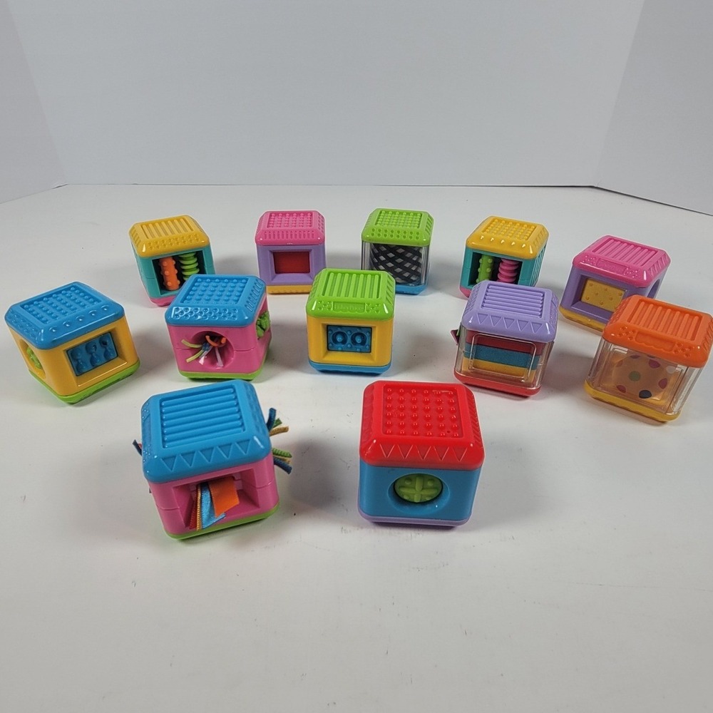 Fisher-Price Sensory Discovery Blocks Set Lot of 11 Multi-Color Textured Cubes